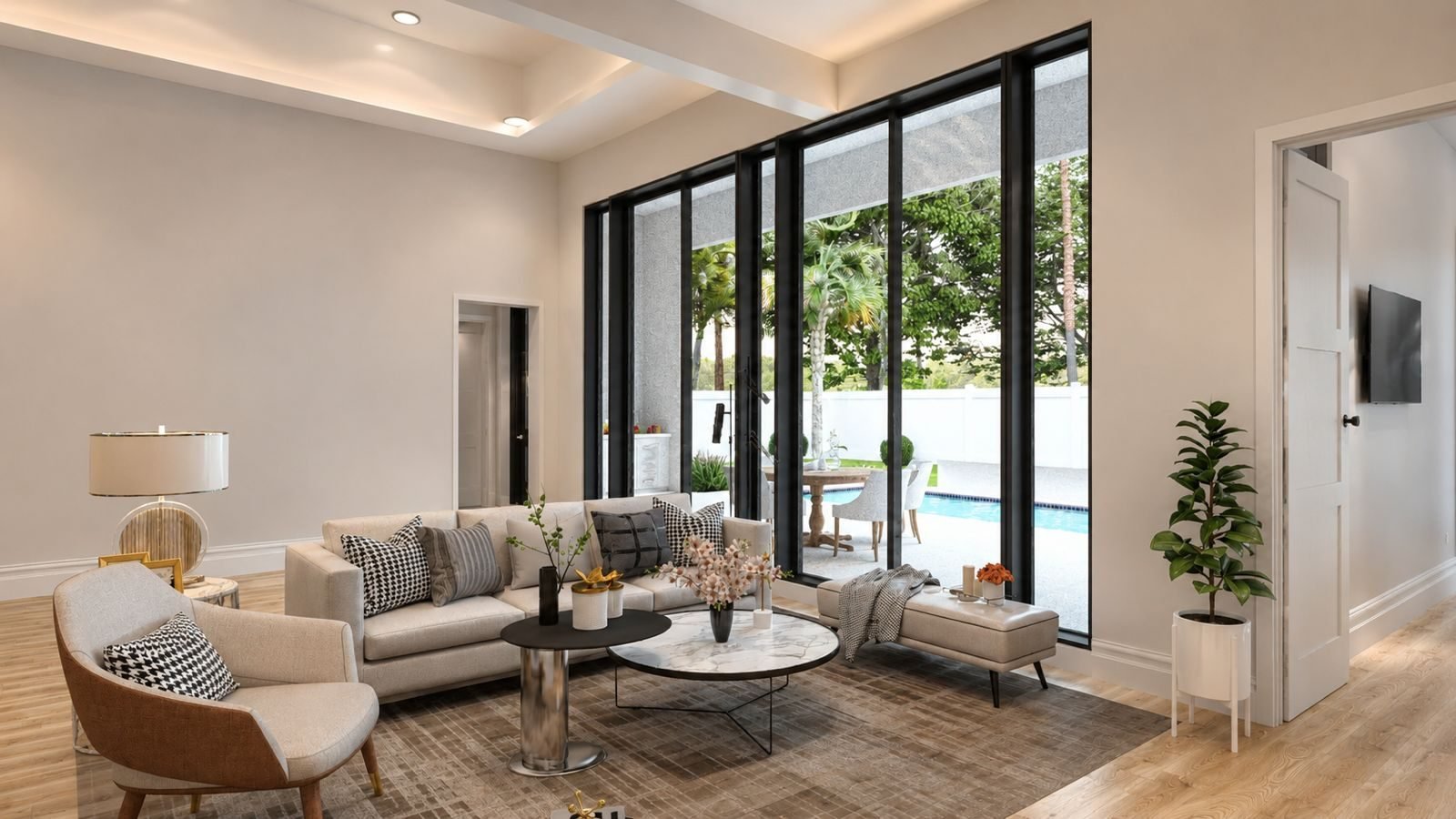 Contemporary interior open-plan visualization