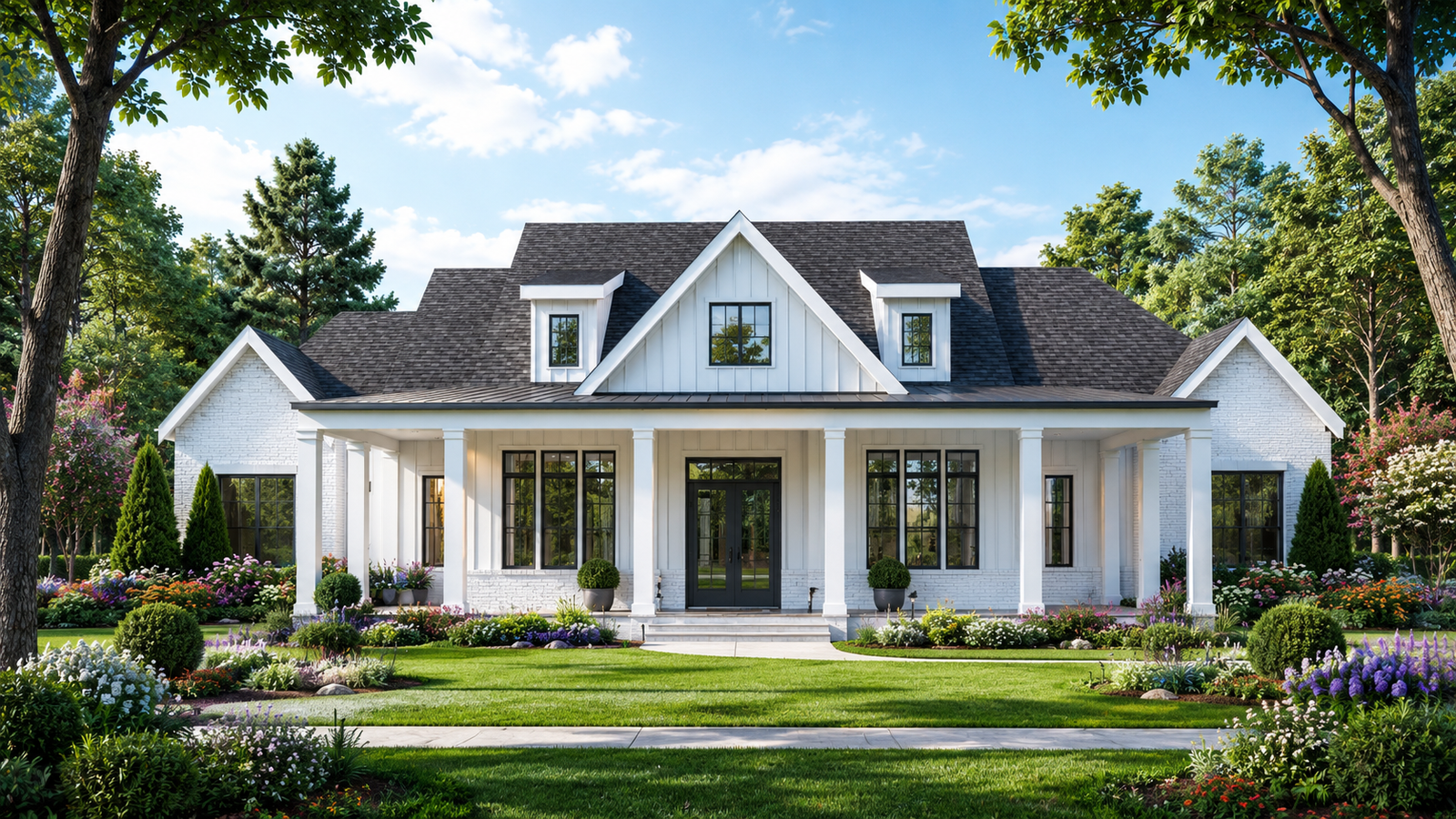 Farm house design exterior rendering
