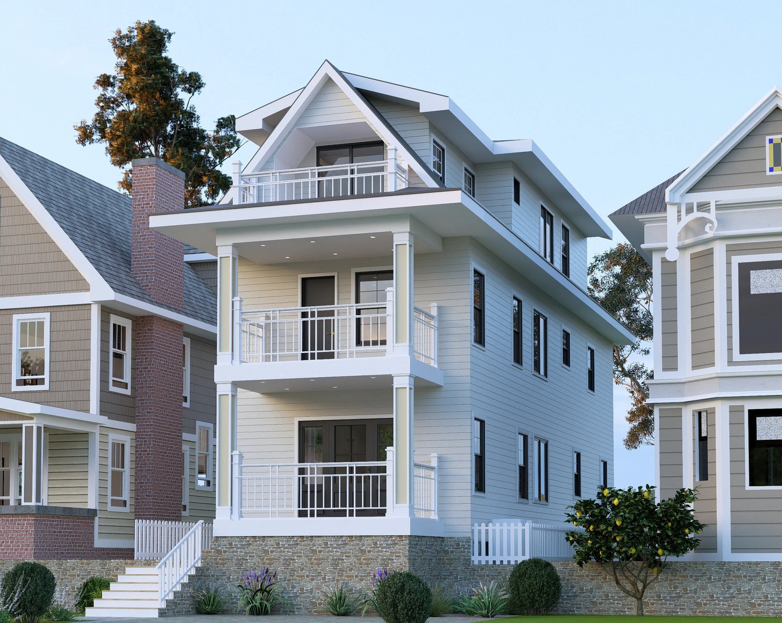 Luxury farm house design exterior rendering